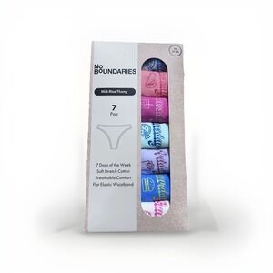 7-Pair‎ NO BOUNDARIES Women's M (8-10) Cotton Thong Mid-Rise Days Of The Week